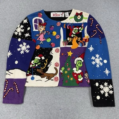 Vintage Michael Simon The Grinch 1999 Christmas Cardigan Sweater Womens Medium M - Image 1 of 4