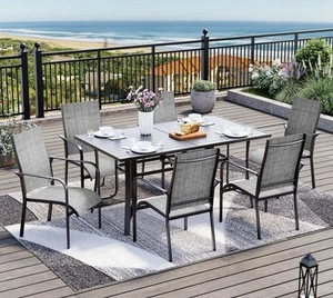 7 PCS All-Weather Patio Dining Set, Outdoor Dining Table and Chairs - Picture 1 of 6