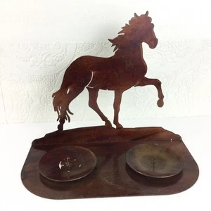 Vintage Stahl Laser Cutout Lauf Pferd Regal Stumpen Kerzenhalter Industrial - Bild 1 von 12