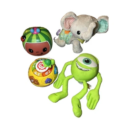 Lote de 4 artículos de juguetes para niños pequeños Vtech bola de arrastre y gateo elefante monstruos Disney coco Foto 1 de 4