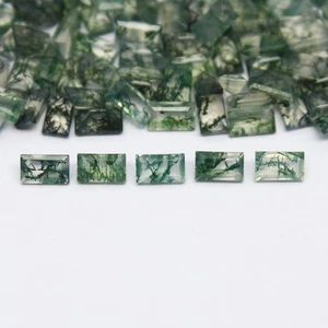 Natural Moss Agate Lot 5x3 MM Baguette Shape Faceted Gemstone Lot - Picture 1 of 5