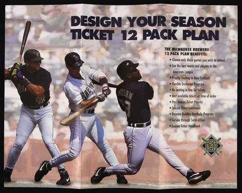1996 Milwaukee Brewers Season Ticket Order Form Pamphlet 3 5/8" x 8 1/2" Cover
