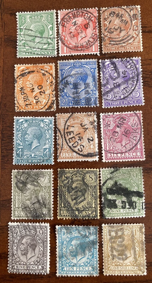 gb 1912/24 KG V Used Set Of 15 Stamps SG 351/395 (lot 667) - Image 1 of 1
