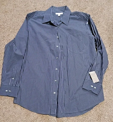 NUEVO CON ETIQUETAS Merona Para hombres XL Camisa Abotonada Rayas Manga Larga Camisa Negro Púrpura Foto 1 de 3