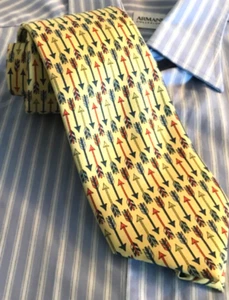 BATTISTONI Barneys New York Herren 100% Seide Krawatte Pfeile Made in Italy - Bild 1 von 5