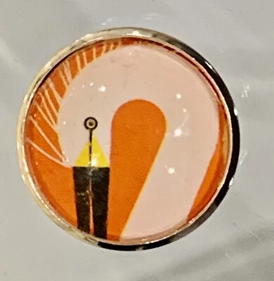 Charley Harper Garceta Blanca Nieve Pájaro de Agua 1" Botón de Costura de Vidrio CH704 Foto 1 de 2