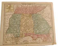 1866 Hand-Colored Map of "United States No 5" FL GA AL MS TN  11" x 9" #20828