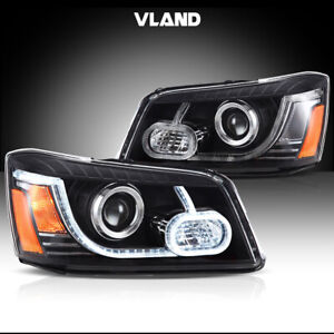 For Toyota Highlander 2001-2007 VLAND Led Headlights Clear Lens Driver+Passenger
