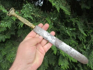 VTG OLD RARE WW1 WWI GERMAN IRON CROSS BUTCHER CHEF FLAT KNIFE HONING SHARPENER - Picture 1 of 12