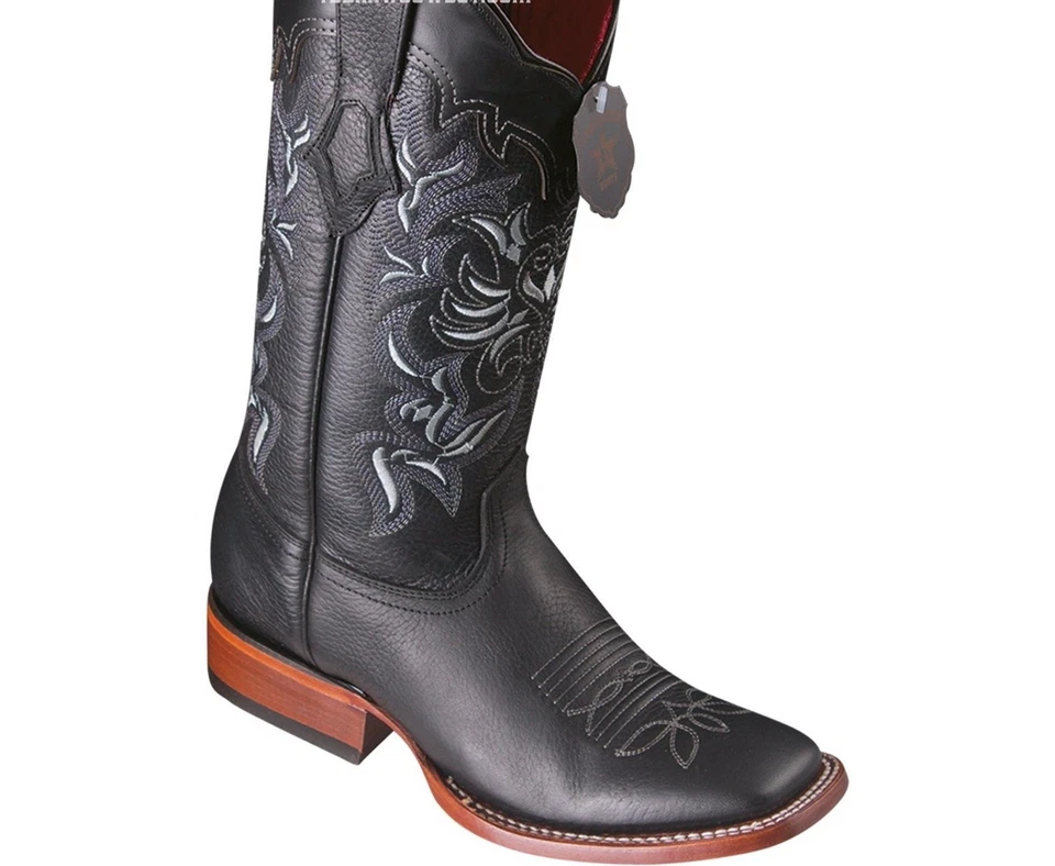 BOTA WESTERN MUJER LOS ALTOS GRISLY NEGRA CUERO GENUINO RANCHO-PUNTERA CUADRADA  Foto 1 de 1