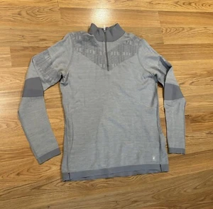 Smartwool Intraknit 250 1/4 Zip Gray Sweater 100% Wool Womens Size XL - Picture 1 of 13