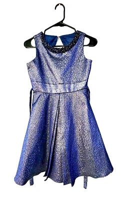 Vestido para niñas Raras Ediciones talla 14 azul plata material brillante único impresionante Foto 1 de 4