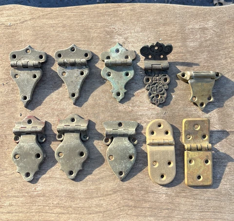 ANTIQUE ORNATE ICE BOX CABINET CHEST DOOR LATCHES HINGES (10 total) salvage Cover