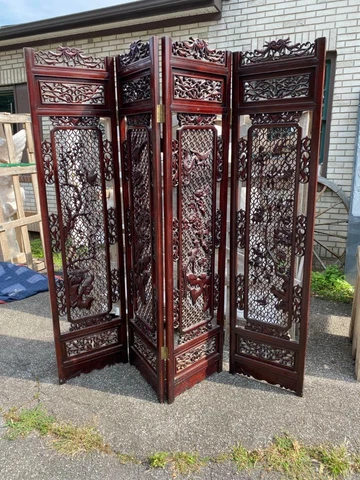 BEAUTIFUL MAHOGANY CARVED ORIENTAL STYLE SCREEN - CE218 Cover