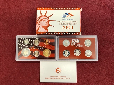 2004 SILVER US Mint PROOF SET. Complete 11-coin set with box & COA - FREE SHIP! Cover