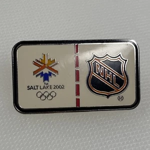 2002 Olympics Salt Lake Logo & NHL Logo Lapel Hat Aminco Pin 1 1/4" x 11/16" - Picture 1 of 5