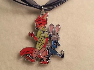 Blue, Green, & Orange Nick & Judy Zootopia Pendant on Ribbon Necklace - Jewelry - Picture 1 of 4