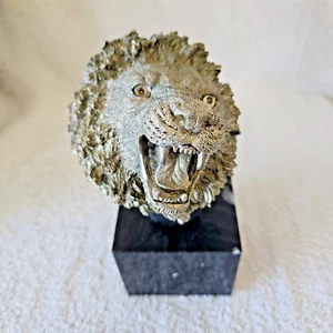 Legends Kitty Cantrell "Unchallenged" Lion Head Sculpture in Pewter 1992 U.S.A. - Picture 1 of 16