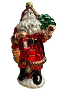 Santa Clause Blown Glass Ornament - European Style - Beautiful 6.5 inch - Picture 1 of 8