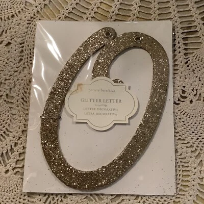 2016 Pottery Barn Kids silver glitter letters O wall hanging Olivia Oliver Oscar - Image 1 of 4
