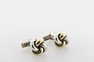Dolan & Bullock Vintage Sterling Silver 925 14K Gold Electroform Knot Cufflinks - Picture 1 of 6