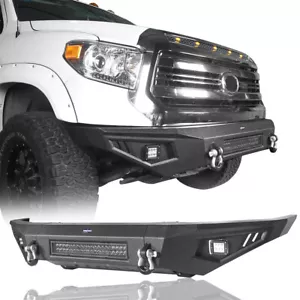 Full Width Steel Front Bumper w/ D-Ring Fit 2014-2021 Toyota Tundra Pickup Truck - Picture 1 of 14