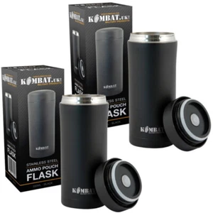 BOLSA DE MUNICIÓN FRASCO TÉRMICO Negro x2 Acero Inoxidable Aislado Taza de Viaje Negro - Imagen 1 de 1