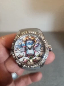 Christian Audigier INT-301 Intensity Hourglass Stainless Steel Watch Needs Btry - Picture 1 of 7