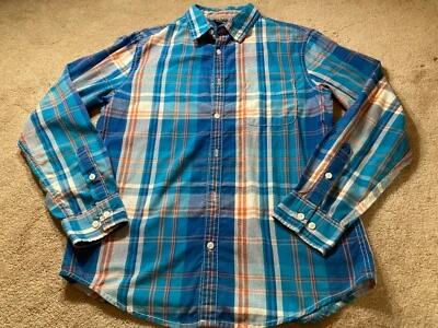 Tony Hawk Mens Size Medium M Button Up Shirt Blue Plaid Short Sleeve Cotton - Image 1 of 4