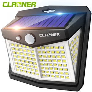 CLAONER Solar Power 128 LED Lights PIR Motion Sensor Outdoor Security Lamp Wall - Picture 1 of 10