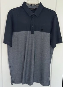 Neu Travis Mathew Golf Stay Logo Raymond West Polo blau grau Herren Large BC - Bild 1 von 12