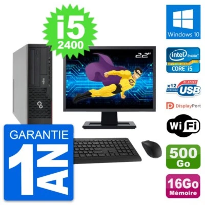 PC Fujitsu E910 Dt Pantalla 22" Intel i5-2400 RAM 16Go Disco 500Go Windows 10 Wi - Imagen 1 de 4