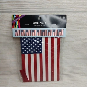 New! July 4th American Flag USA Paper Banner Garland Decorations Patriotic Party - Picture 1 of 6