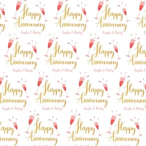 PERSONALISED HAPPY ANNIVERSARY COUPLES NAME WEDDING MARRIED GIFT WRAPPING PAPER - Picture 1 of 2