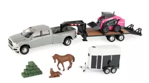 ERTL, DODGE Ram 3500 with gooseneck bed CASE SV340B pink mini loader van and ... - Picture 1 of 3