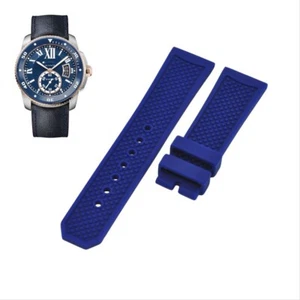 23mm Blue Rubber Watch Strap For Cartier Calibre W2CA0008 - Picture 1 of 7