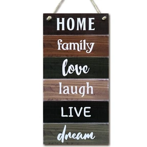 CARISPIBET Home, Family, Love, Laugh, Live, Dream | Wall Sign Rustic Decoration - Picture 1 of 6