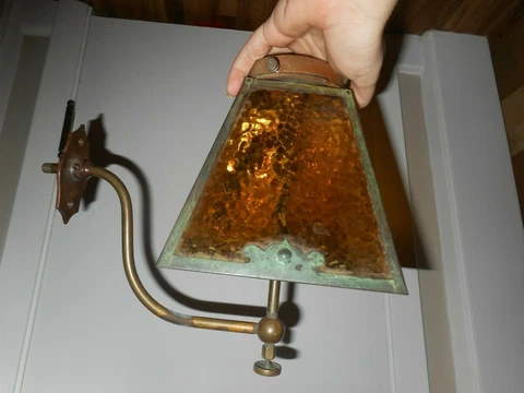 Fantastic Antique Mission ARTS & CRAFTS Gas Burning Hanging AMBER LIGHT FIXTURE Cover