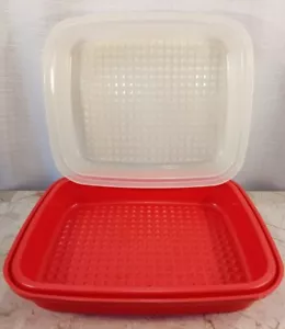 Tupperware SERVICIO DE TEMPORADA Marinado Contenedor Abatible Carne Pescado Verdura Pimentón Rojo - Imagen 1 de 9