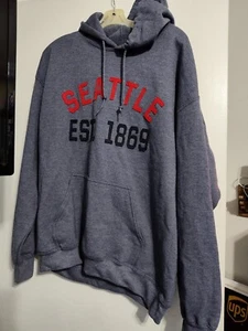 Blue/Gray Seattle-EST 1869- Embroidered Sweatshirt-Hoodie-Size Large-VERY NICE - Picture 1 of 6