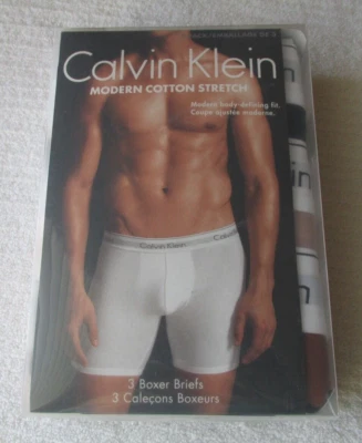 NUEVO Paquete de 3 calzoncillos boxer Calvin Klein modernos de algodón elástico negro tostado marrón PEQUEÑOS Foto 1 de 4