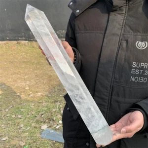 2.18kg Natural Clear Quartz Obelisk Reiki Crystal Wand Tower Point Decor WA614 - Picture 1 of 12