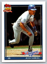 1991  Topps #645 Juan Samuel Los Angeles Dodgers