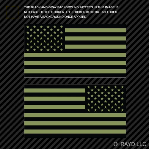 (2x) Calcomanía troquelada 4" tenue OD verde bandera americana EE. UU. LH RH espejada Foto 1 de 1