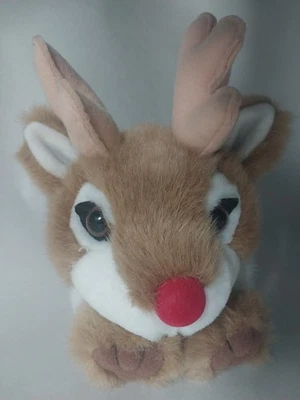 Swibco Reindeer Christmas 6" Tall Mini plush Stuffed Animal Red Nose - Image 1 of 4