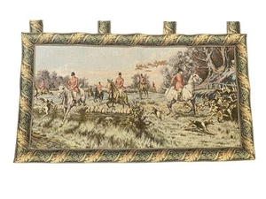 Vintage French / English Hunting Scene “Chasse À Courre”  Tapestry  41”x25” EC - Picture 1 of 10