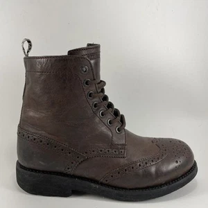 Stivali Bikkembergs Combat Brogue da donna taglia 37 US 6,5 in pelle marrone punta in acciaio - Foto 1 di 11