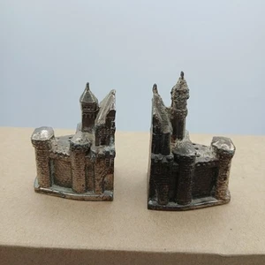 Vintage Salz und Pfefferstreuer Metall Schloss Buchstützen silberfarben - Bild 1 von 9