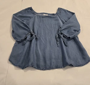 Blusa para mujer Liz Claiborne Petite de mezclilla cuello cuadrado manga 3/4 talla XL P - Imagen 1 de 9