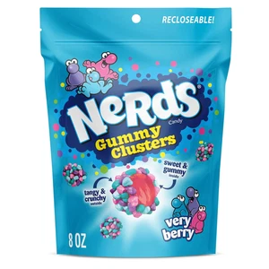 Bolsa resellable Nerds Gummy Clusters muy bayas 226 g caramelo crujiente masticable americano - Imagen 1 de 7